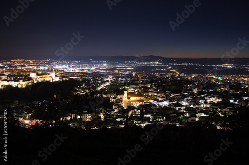 Panorama of Sierra Nevada and Granada  Spain as Seen from Sacromonte Hill at Night