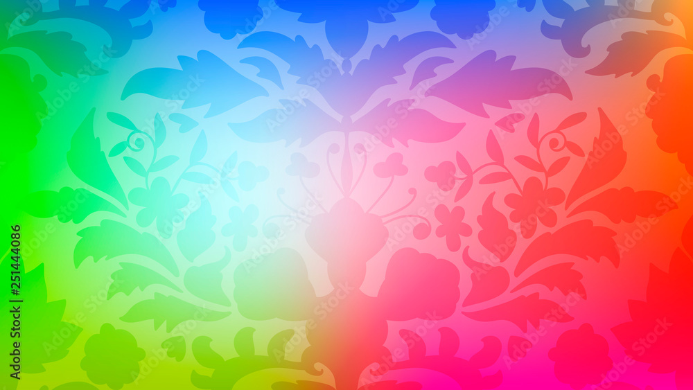 Colorful modern blurred gradient card with flowers, damask. Business poster, background. Vector illustration. Colorful modern blurred gradient card with flowers, damask. Business poster, background. Vector illustration.