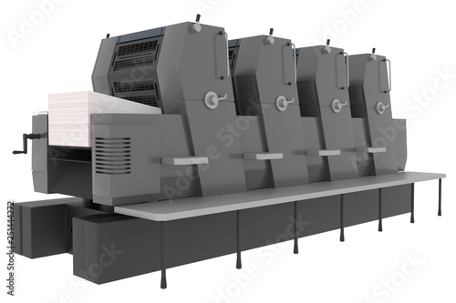 Obraz na plátně Printing solutions: industrial offset printer four-colors isolated on white back
