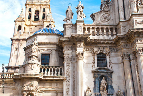 Part of ancient cathedral in Spain, Murcia. European architecture church.