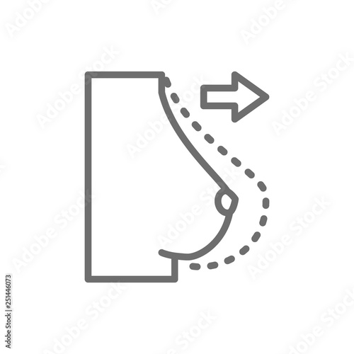 Breast augmentation, plastic surgery line icon.
