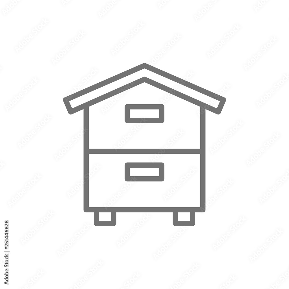 Wooden hive, beehive, apiary, beekeeping line icon. Wooden hive, beehive, apiary, beekeeping line icon.