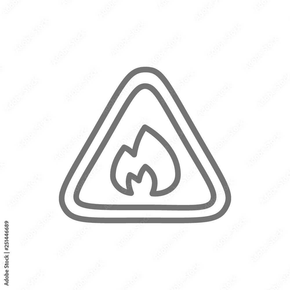 Flammable sign, firefighting, no fire line icon. Flammable sign, firefighting, no fire line icon.