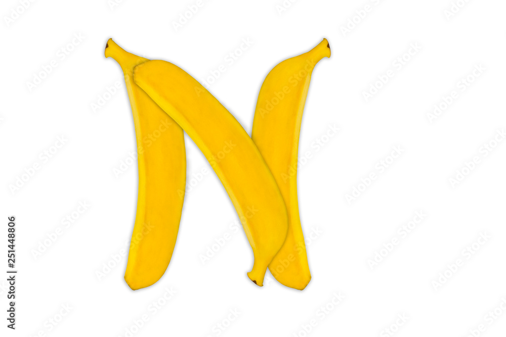 Letter N from bananas