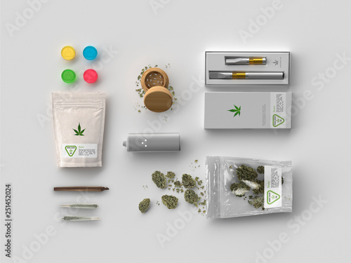 Fototapeta Marijuana Products - Medical Cannabis - White