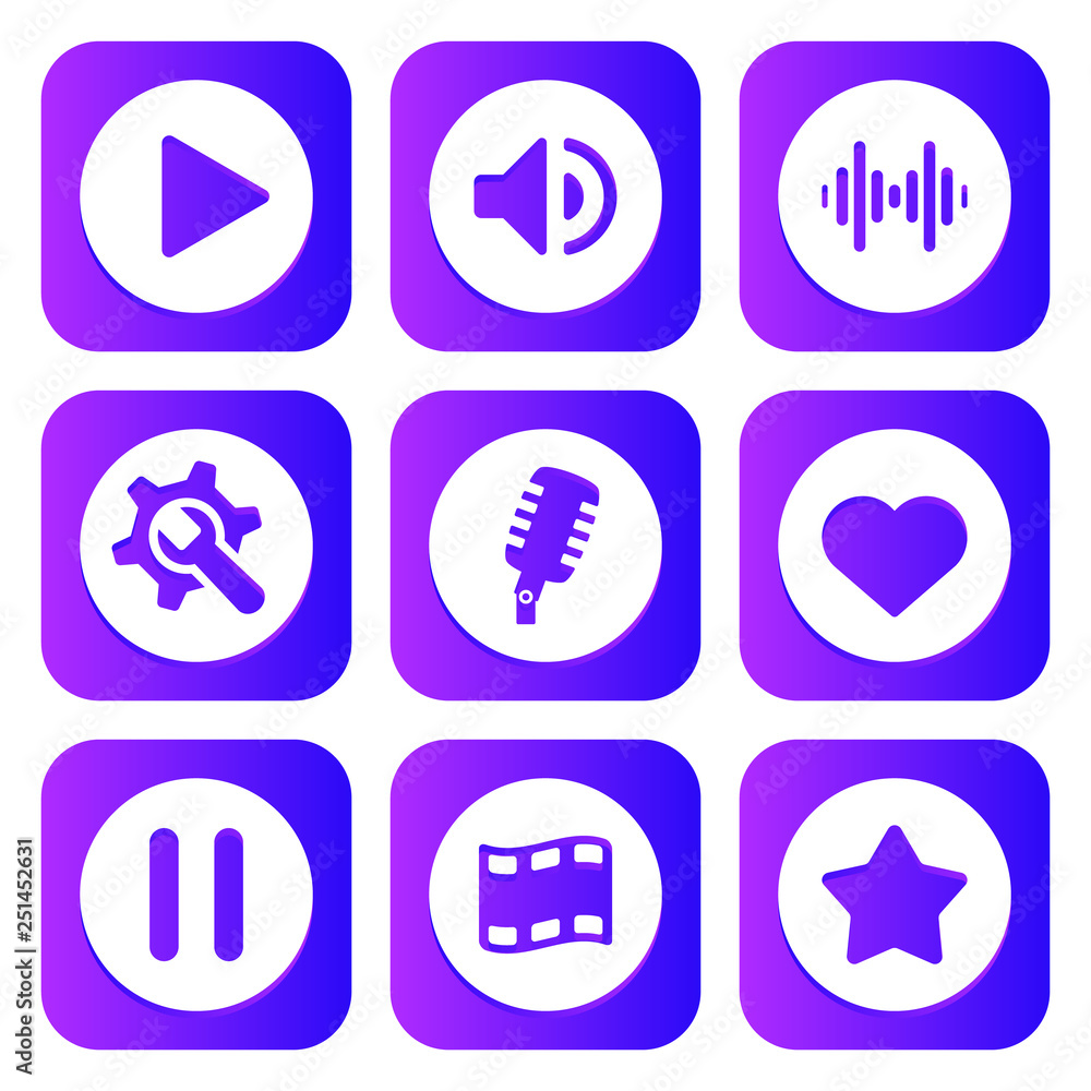 Neon synthwave retro 80s style multimedia icons Neon synthwave retro 80s style multimedia icons