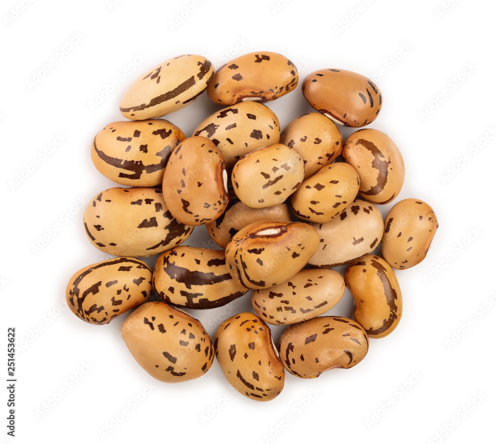 brown kidney bean isolated on white background. Top view. Flat lay brown kidney bean isolated on white background. Top view. Flat lay