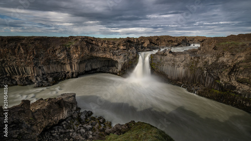 Iceland Aldeyjarfoss water fall with long exposure and wide view
