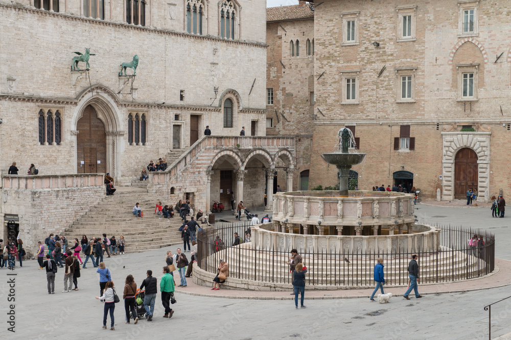 Piazza Del Comune in Assisi, a medieval and ancient city of Umbria