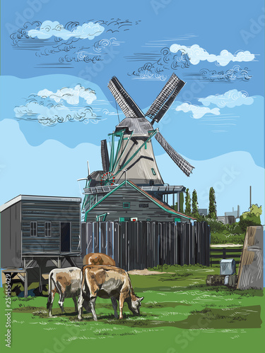 Colorful vector hand drawing Holland 1