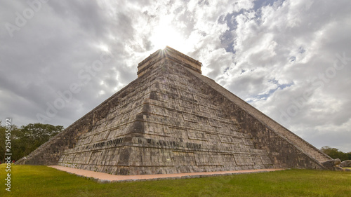 Temple of Kukulkan - a Mesoamerican step-pyramid that is the main tourist attraction at the Chichen Itza archaeological site in Yucatan  Mexico.