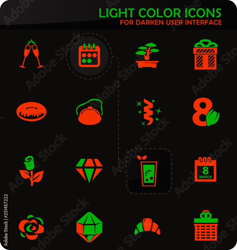 8 March icons set
