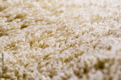 Natural cotton towel texture, background. Close up, macro shoot of cotton towel.