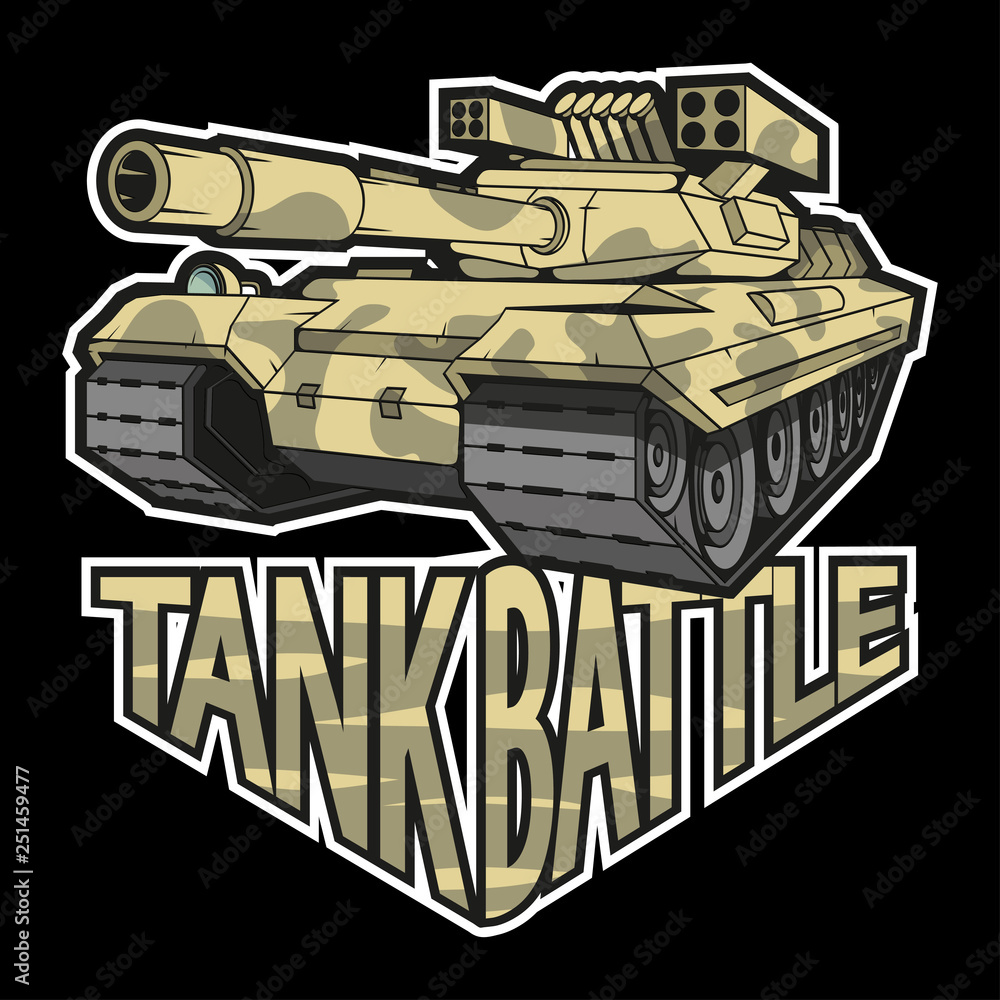 battle tank logo on black background , vector graphic to design Stock