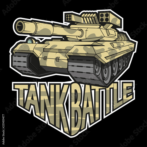 battle tank logo on black background , vector graphic to design