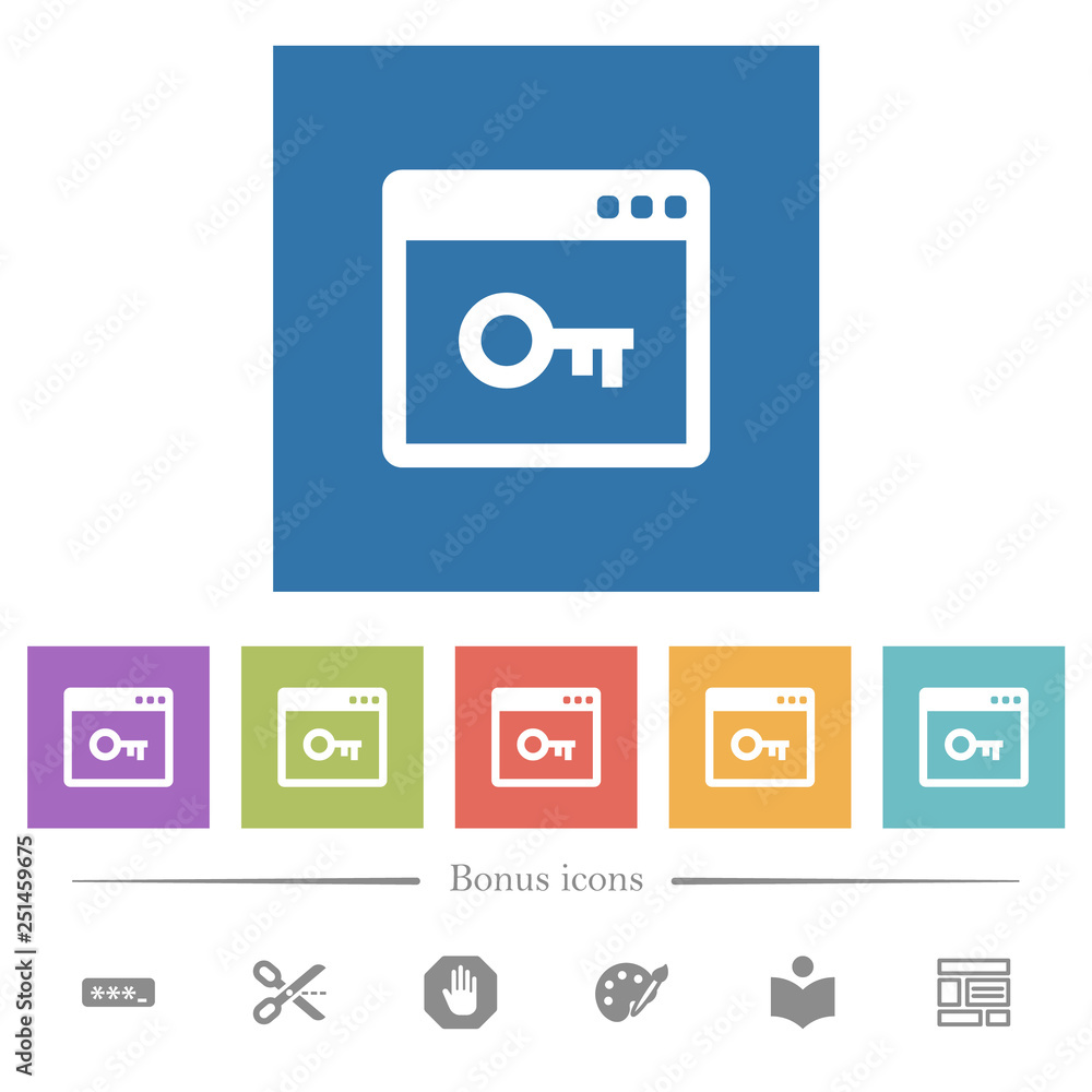 Lock application flat white icons in square backgrounds Lock application flat white icons in square backgrounds