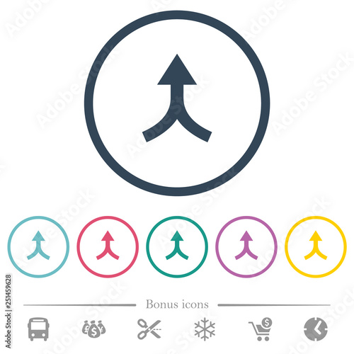 Merge arrows up flat color icons in round outlines