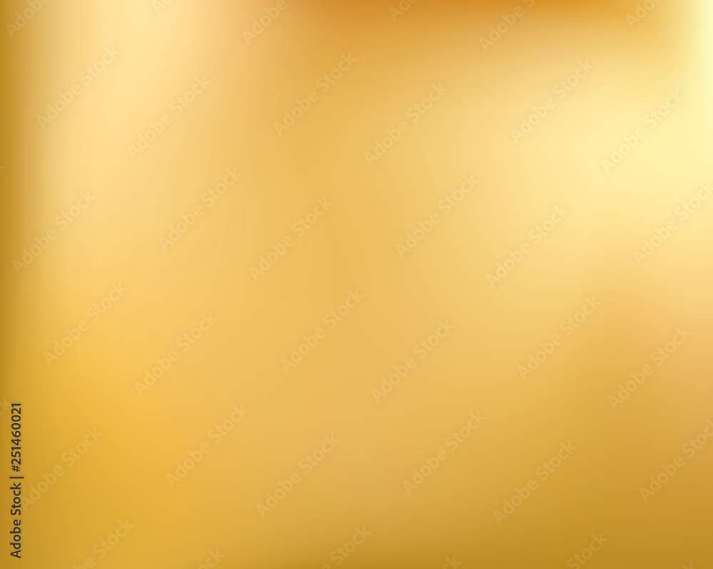 Golden background. Abstract light gold metal gradient. Vector blurred