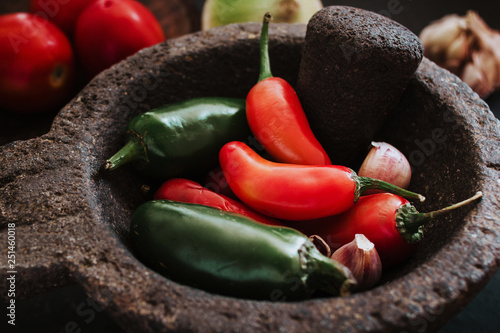 Canvas Print chilies for a mexican sauce, spicy food in mexico