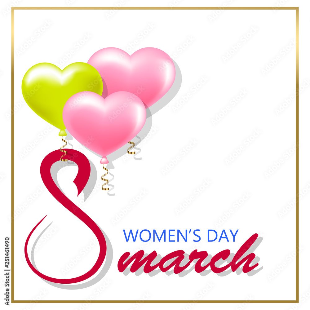Happy Women's Day banner on a white background vector illustration