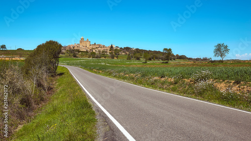 Long road to small Spanish village Madremanya in Catalonia of Spain