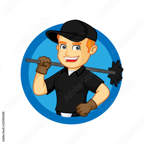 Chimney Sweeper hold broom inside circle