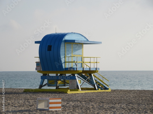 Colourful lifeguard stations on Miami beach