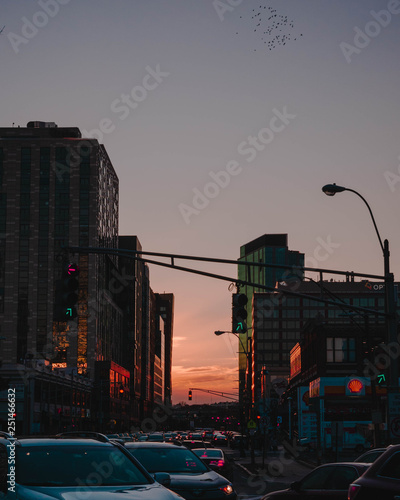 City street at sunset