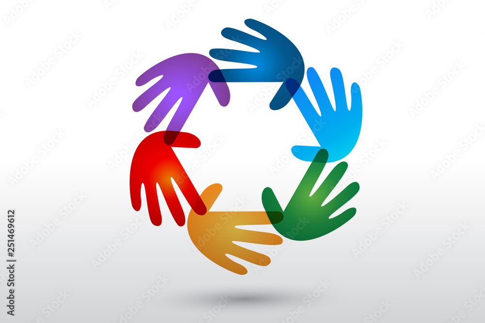 Obraz premium Logo team hands volunteer business people vector