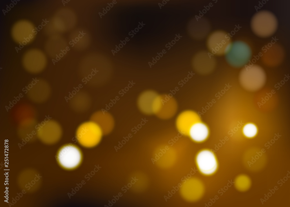 Illustration of different shades of yellow tones, bokeh. Vector abstract background, blurring focus.