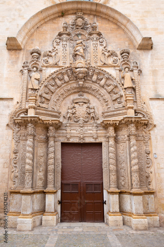 PALMA DE MALLORCA, SPAIN - JANUARY 29, 2019: The baroque portal of church La iglesia de Monti-sion (1624 - 1683).