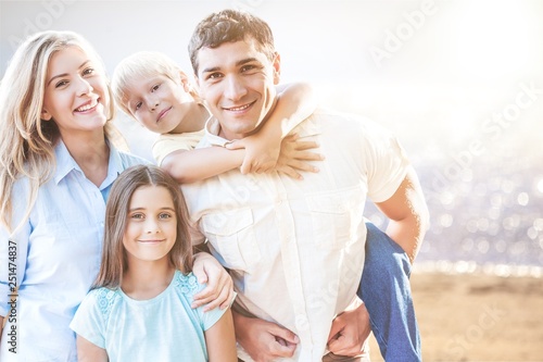 Beautiful smiling Lovely family on background