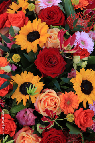 yellow and red wedding flowers