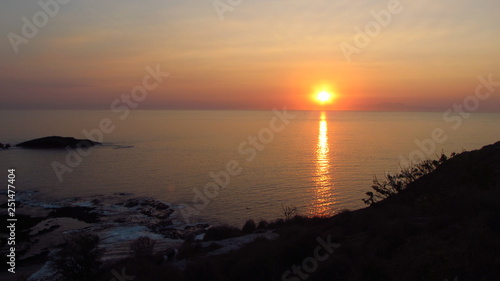 Sunrise from the top of an island