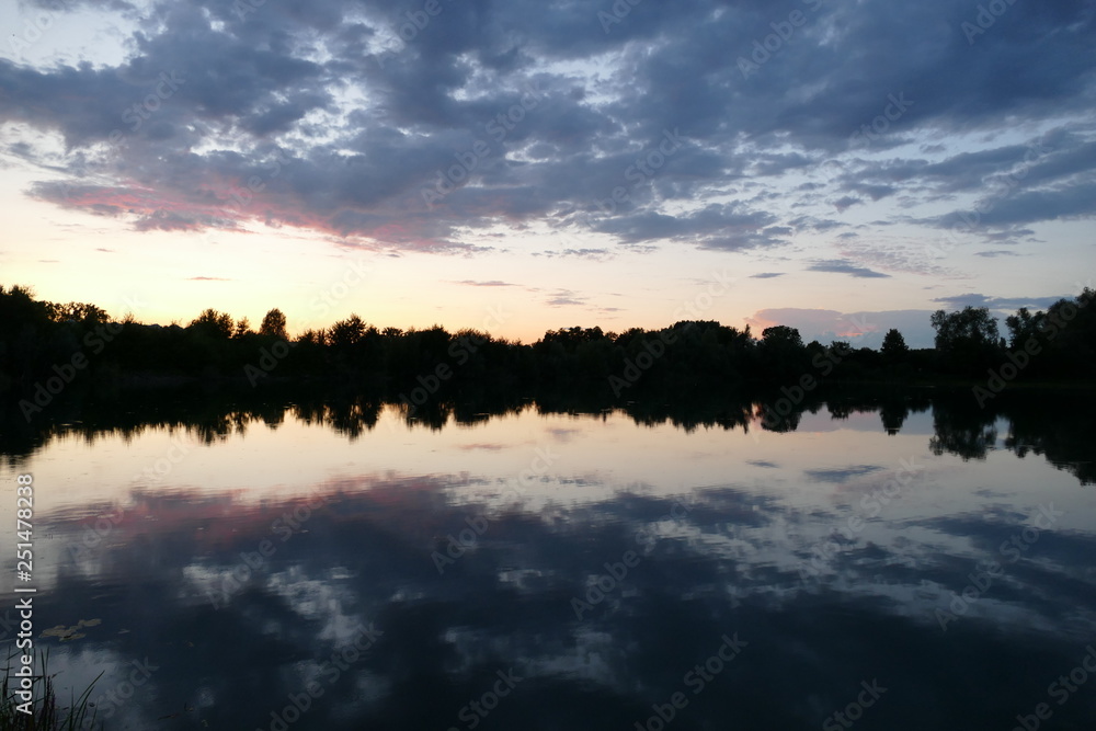 See lake Spiegelung reflection Natur nature Wolken clouds cloudy Bäume Landschaft landscape