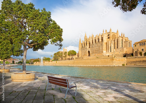 Palma de Mallorca - The cathedral La Seu and Almudaina palace and the promenade. photo