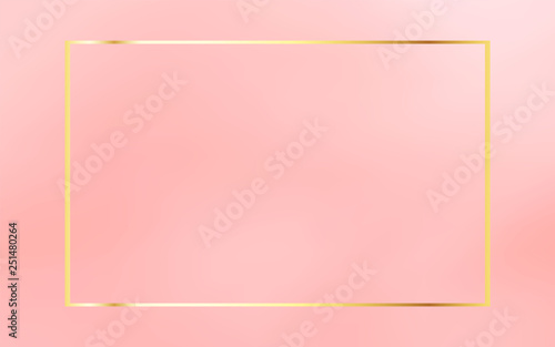Gold vintage frame isolated on coral pink background. Luxurious template element. Vector design.