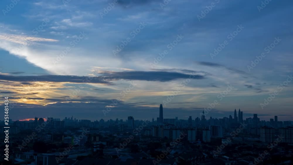 4K Time lapse cloudy sunset over downtown Kuala Lumpur, Malaysia. 4K Time lapse cloudy sunset over downtown Kuala Lumpur, Malaysia.