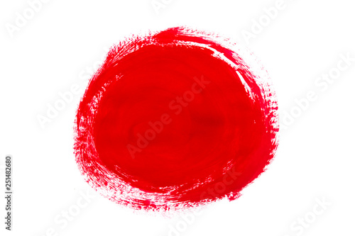 red circle brush stroke isolated on white background.