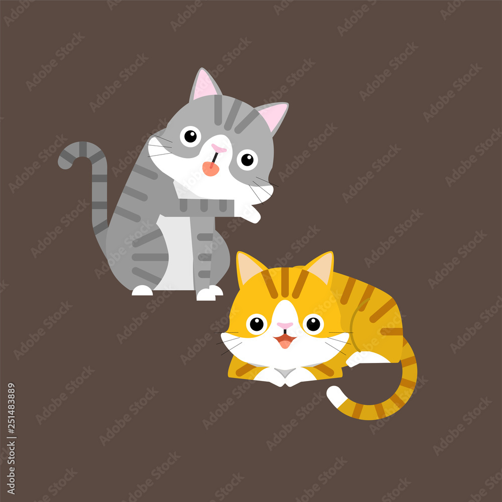 Funny cartoon cats characters, cute pet animals, vector illustration Funny cartoon cats characters, cute pet animals, vector illustration