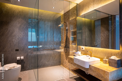 luxury wide bathroom in hotel