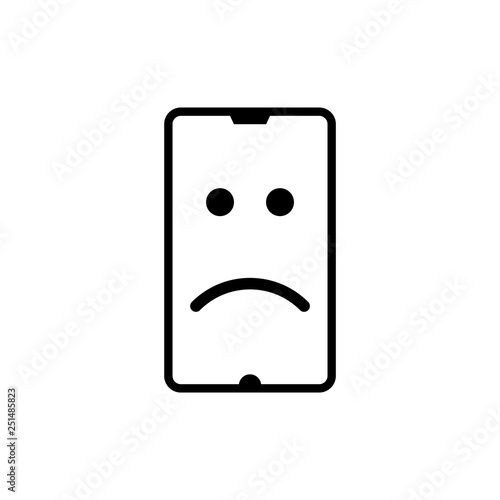 Smartphone with sad face on screen vector illustration