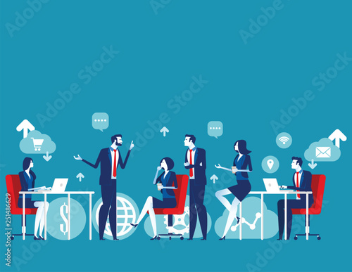 Business meeting. Concept business vector illustration, Brainstroming, Analysis and Planning, Colleagues