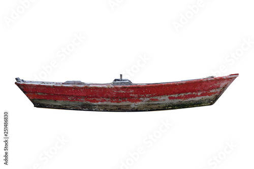 wooden fishing boat isolated on white background