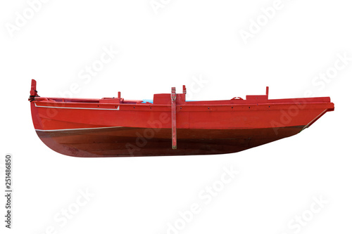 wooden fishing boat isolated on white background