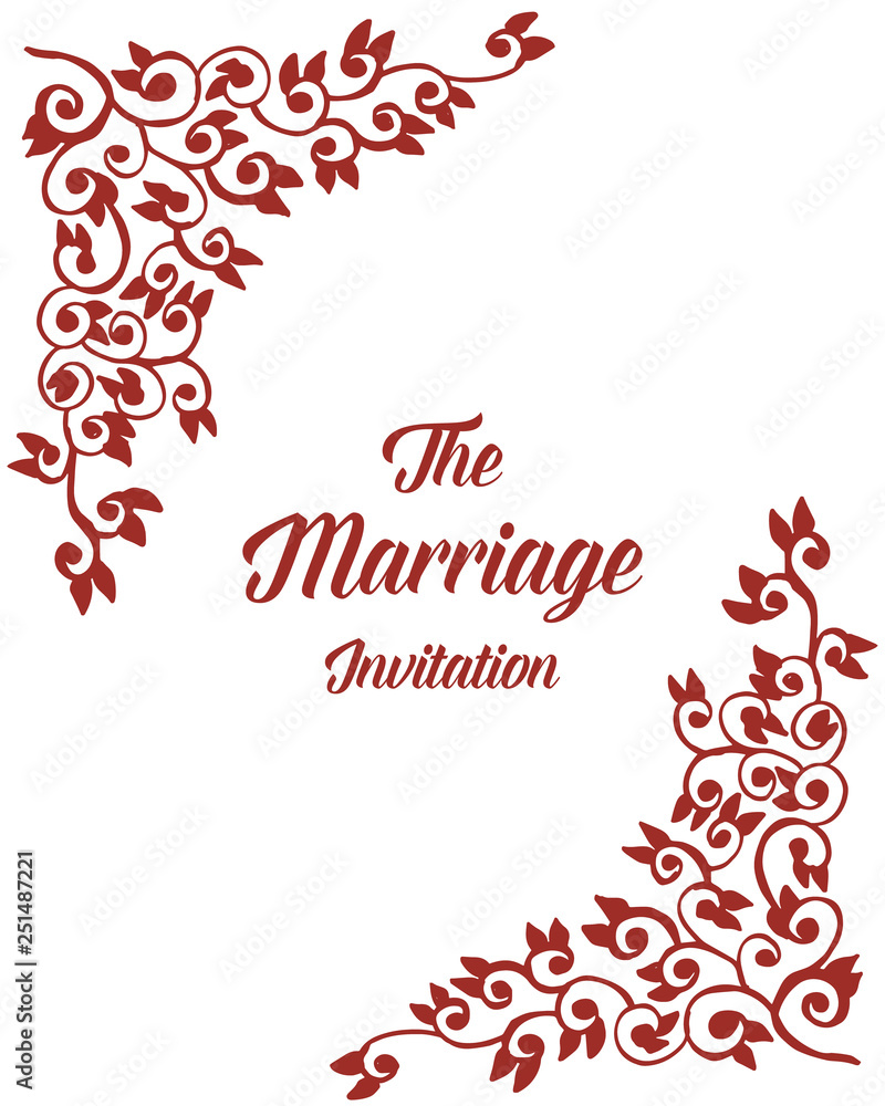 Obraz premium Vector illustration floral frame white backdrop with greeting card marriage hand drawn