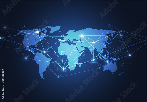 Global network connection. World map point and line composition concept of global business. Vector Illustration