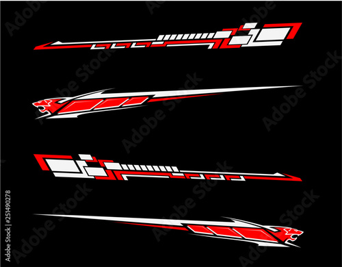 Vinyls sticker set Decals for Car racing truck mini bus modify Motorcycle. Racing Vehicle Graphics kit isolated vector design race Elegant stripes modern theme technology black background for wrap