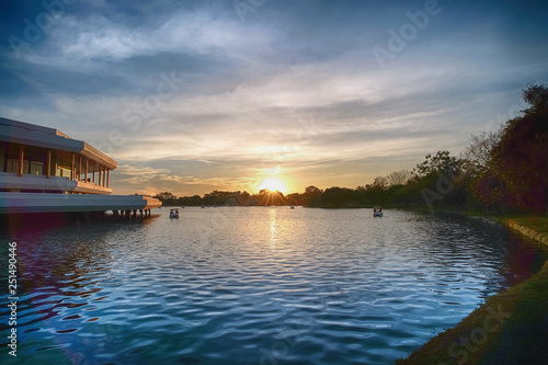 Suan Luang Rama IX public park With the evening sunlight in Bangkok Thailand. © Fluky