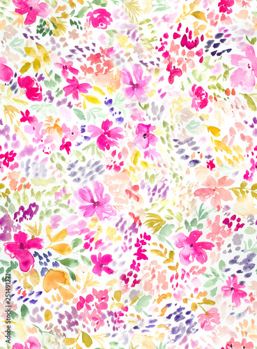 Cute Floral Pattern Background Wallpaper. Seamless Painted Pattern